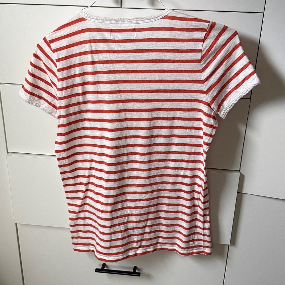 Everlane Women’s Orange and White Striped Crewneck Tee - Picture 3 of 3